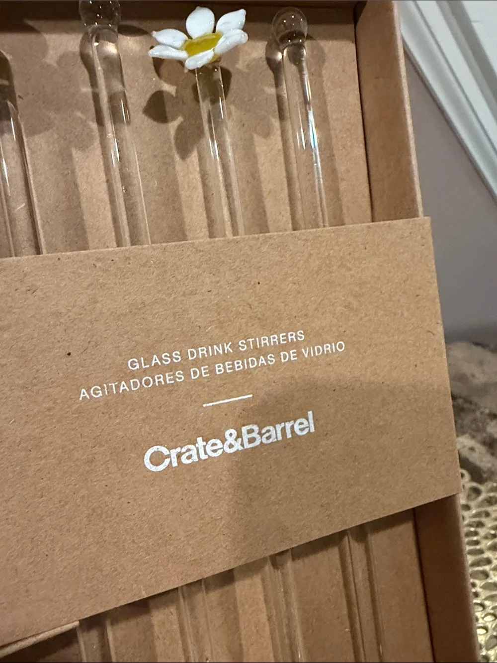 Crate&Barrel Daisy Glass Stirrers, Set of 4